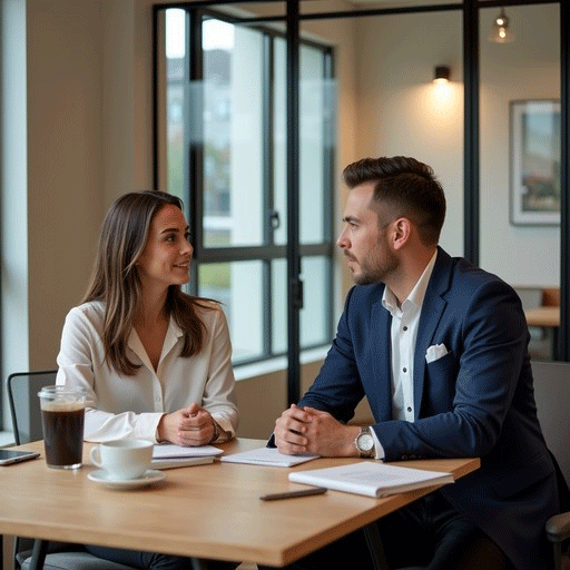 Clearspan Consulting advisor in conversation with a residential construction client across a meeting table